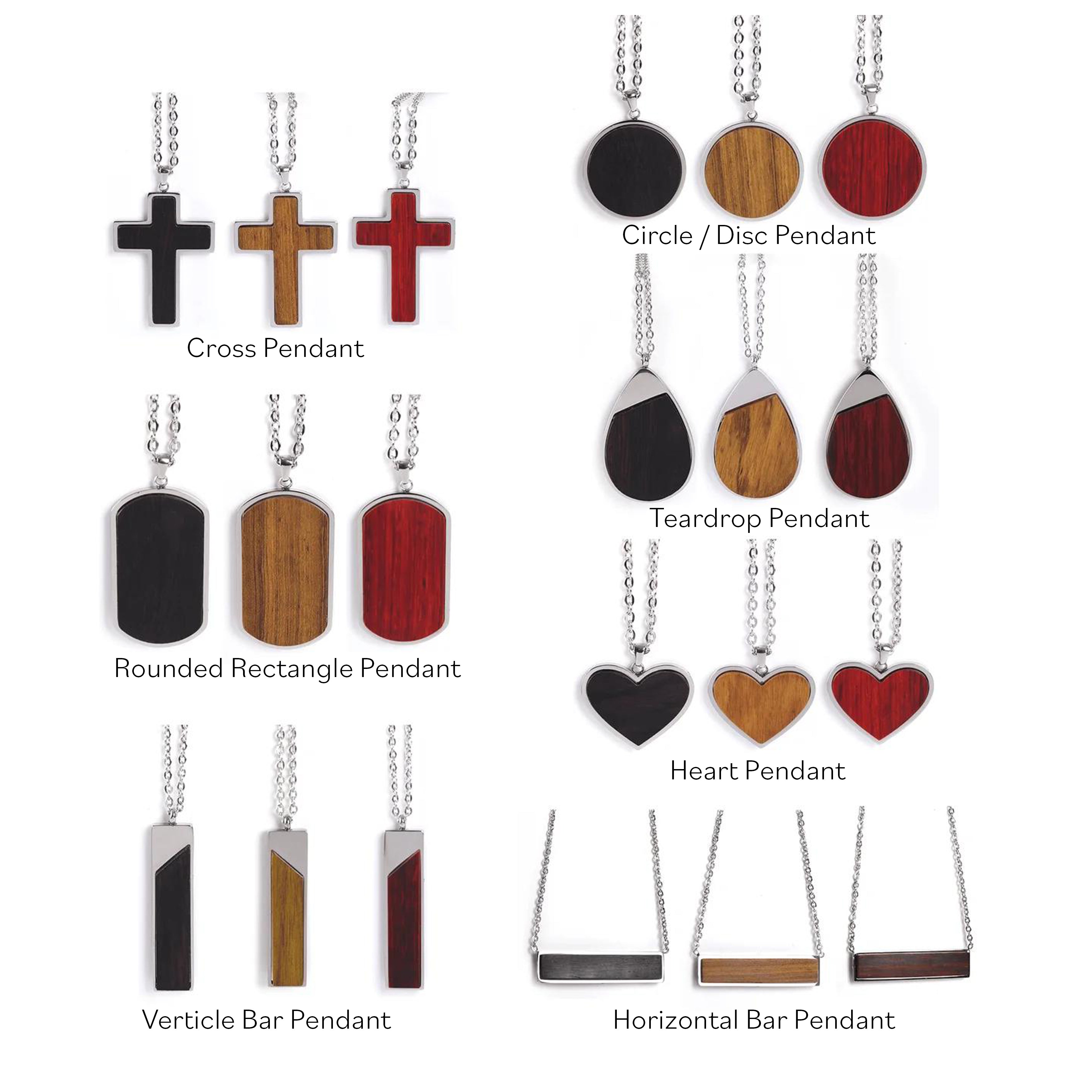 Women's Modern Wood Inlay Pendant Necklace